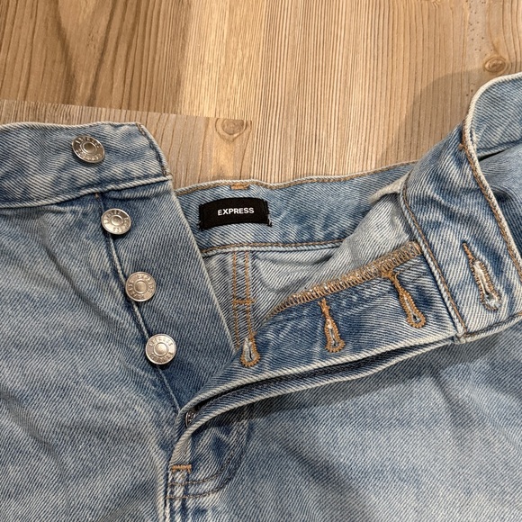 Light Blue High Rise Distressed Denim Shorts - Picture 2 of 4